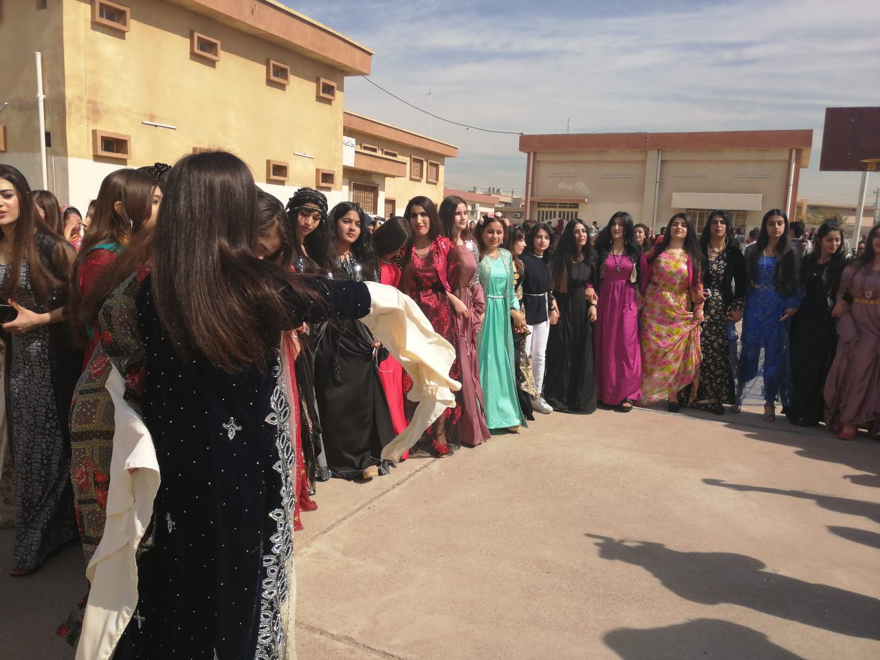 Students in one of Kirkuk schools celebrate the National Day of Clothing, March 10, 2019. (Photo: Kurdistan 24)